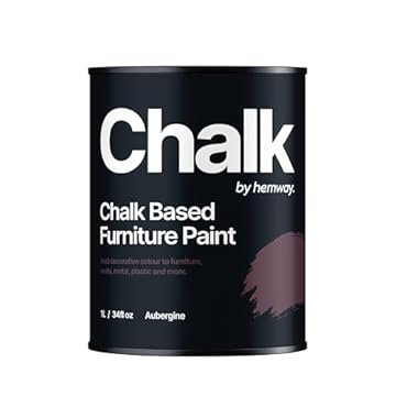 Hemway - Chalk Based Furniture Paint - Aubergine Purple 1 L | Chalky Matt Shabby Chic Finish for Interior & Exterior Home Decor | Quick Dry & All-in-one