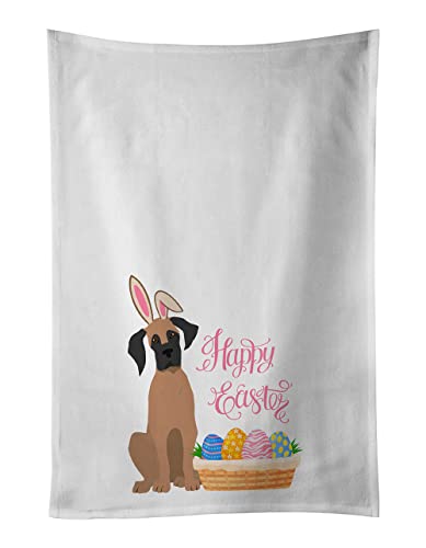 Caroline's Treasures WDK5039WTKT Fawn Great Dane Easter White Kitchen Towel Set of 2 Dish Towels Decorative Bathroom Hand Towel for Hand, Face, Hair, Yoga, Tea, Dishcloth, 19 X 25, White