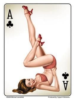 Michael Landefeld - Retro Ace of Clubs Pin-up Girl - Sticker / Decal