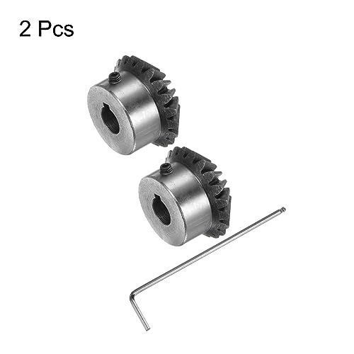 Image of HARFINGTON 2pcs Bevel Gear 2M 20 Teeth 12mm Shaft Hole 1:1 Tapered Pinion Gear with 4mm Keyway 45# Steel 2 Module 90 Degree Steering Gear with M5 Fixing Hole, for Hardware Mechanical Rotation