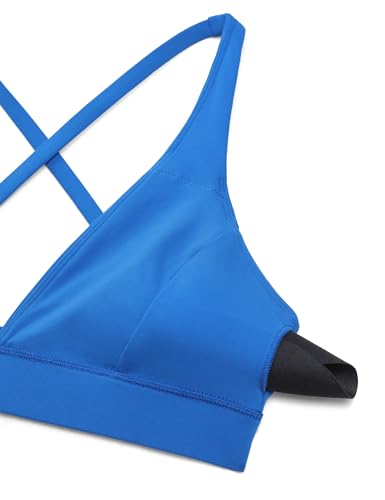 Image of CRZ YOGA Butterluxe Deep V Neck Sports Bras | Light Support, Removable Pads, Yoga, Extremely Soft, Cross Back, Spaghetti Straps, for Women