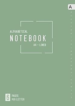 Paperback Alphabetical Notebook A4: 6 Pages per Letter | Lined-Journal Organizer Large with A-Z Tabs Printed | Smart Design Dusty Green Book