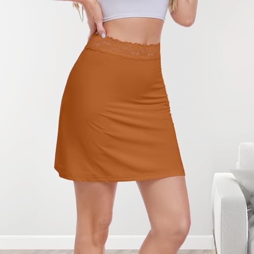 Image of MANCYFIT Half Slips for Women Underskirt Short Mini Skirt with Floral Lace Waistband