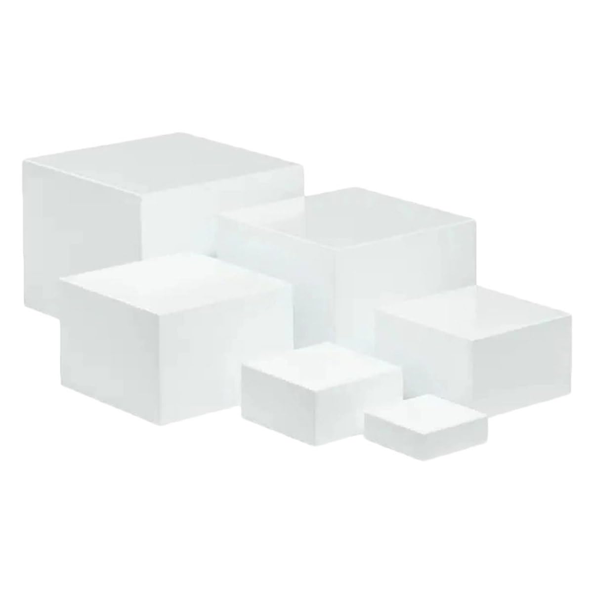 Zerodeko Soportes para Cupcakes y Postres Blancos en Forma de Cubo 6 Piezas, Elevadores de Exhibición de Plexiglás, para Buffet y Mesa de Dulces, Adecuado para Fiestas y Eventos en Casa