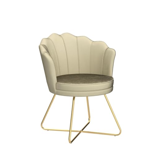 Furniliving Velvet Vanity Chair, Upholstered Accent Chair for Living Room, Makeup Chair for Bedroom Home Office Desk Chair with Back Arm Chair Guest Chair Mid-Century Leisure Lounge Sofa (Khaki) - Thumbnail 5