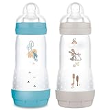 MAM Sparset 2er Pack Anti-Colic Babyflasche 320 ml mit Anti-Kolik Easy Start Flaschen Set BOYS