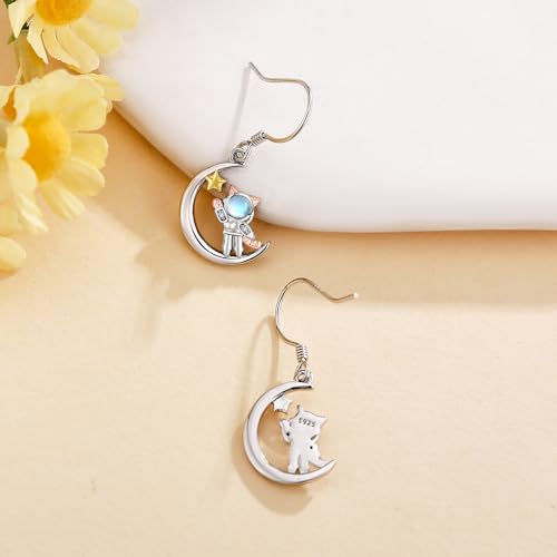 Moon Earring 925 Sterling Silver Astronaut/Cat/Penguin Earring Astronaut/Cat/Penguin Jewelry for Women4