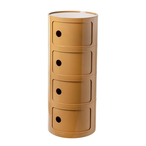 HJYBFA Armario de Almacenamiento Redondo 2, 3 y 4 Niveles con cajones, Mesa Auxiliar y Puerta corrediza, Ideal para Dormitorio, Sala de Estar, Estudio o Dormitorio (Amarillo, 32