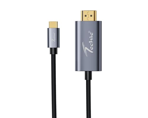 Image of Techie Type-C to HDMI 4K Cable 1.5m, USB-C to HDMI Cable | Supports 4K at 60Hz | Gold-Plated Connectors & Copper Core | Plug & Play Cable for MacBook, Laptop, Tablet, Smartphone, TV & Projector