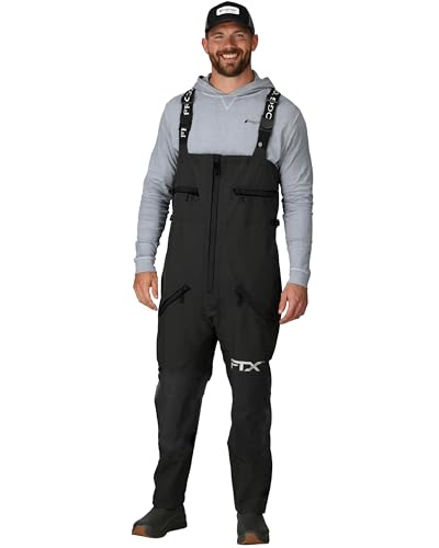 FROGG TOGGS Men's FTX Armor Premium Waterproof Rain, Fishing Bibs,Black, Medium