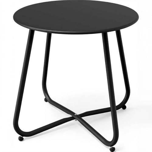 greemotion Beistelltisch Rund Schwarz Legierter Stahl Ø 45 x 45 cm Idela als Couchtisch & Balkontisch Modern Zerlegbar