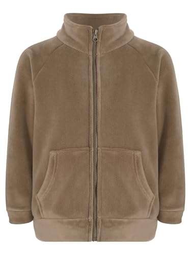Kids Girls Boys Fleece Jacket Zip Up Coat Stand Collar Long Sleeve Sweatshirt with Pockets Warm Winter Outwear