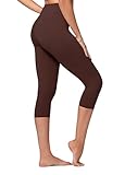 Conceited Capri Leggings for Women - Soft - High Waist Tummy Control - Essential - Regular and Plus Size - Brown - Large - X-Large