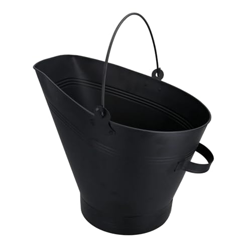 Garden Mile Large Coal Scuttle Heavy Duty Metal Bucket Black Powder Coated Buckets With Handles For Fireplace Fuel Storage Heavy Duty Coal Buckets For Fireplaces Steel Bucket Fireside Accessories