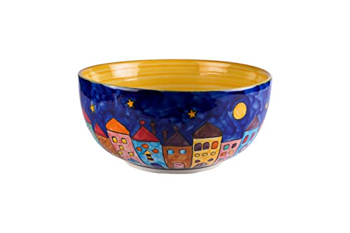 Ensaladera de cerámica pintada a mano (amarillo, grande) thumbnail