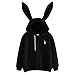 Capuche Lapin Sweat à Capuche Femmes Printemps Automne Hiver Sweat-Shirt Manteau Veste Hoodies Kawaii Cartoon Encapuchonné Pull Imprime Mode (Noir, XL(EU=40))