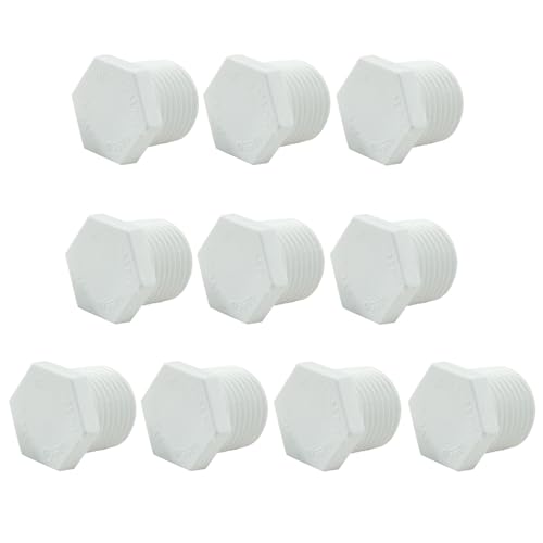Litoexpe 10 Pcs 1/2 Inch RV Hot Water Heater Drain Plug with Tape NPT White Plastic Drain Plug Compatible with RV Camper and Atwood Water Heater