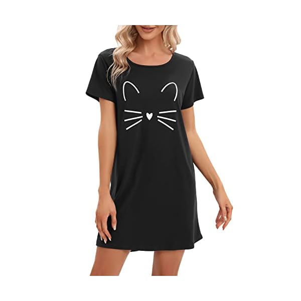MAGIC ARMOR Camisón de manga corta para mujer, camisón de dormir negligees, camiseta de dormir camiseta S-XXL, A-negro., XL 2 31KWMs46BQL. SS600 - MAGIC ARMOR Camisón de manga corta para mujer, camisón de dormir negligees, camiseta de dormir camiseta S-XXL, A-negro., XL