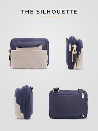 Image of EUME Workport Tablet Sling Bag for Men | Office Bag for Men & Women | With Padded Compartment | Vegan Leather & Nylon Fabric | Fits MacBook Air 13 inch, iPad 7L & Tablets Up to 13 inch