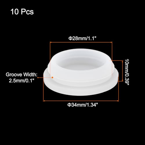 Image of MECCANIXITY 10pcs Silicone Snap in Locking Hole Plugs,28mm /1.1 Inch Mounting Diameter Narrow Groove Width 2.5mm Panel Seal Cover Round for Kitchen Bulkheads Waterproof Sealing Plugs Clear