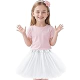 Layered Tutu Skirt Dresses Toddler Dress Fancy Costume Tie Dye Shorts Princess Tulle Ballet Dance Skirts Fluffy Ballet Dress Up for Toddler Kids Children Girls Women Birthday Christmas Party(White)