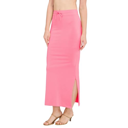 Image of DESI GIRL Cotton Lycra Stretchable Saree Shapewear Petticoat with Drawstring for Women | Fishcut Saree Petticoat with Side Slit for Easy Movement | Saree Shaper | Long inskirt