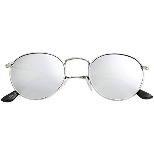 Image of Kursan Small Round Metal Polarized Sunglasses for Men Women Mirrored Lens Classic Circle Sun Glasses