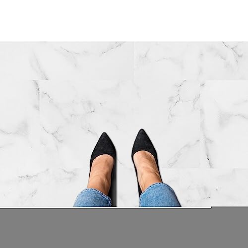 Palazzo Self Adhesive 12-Inch Vinyl Floor Tiles, 20 Rectangular Tiles - 12" X 24", Luxe White Pattern - Peel & Stick, Diy Flooring For Kitchen, Dining Room, & Bedrooms By Achim Home Décor #TOP2