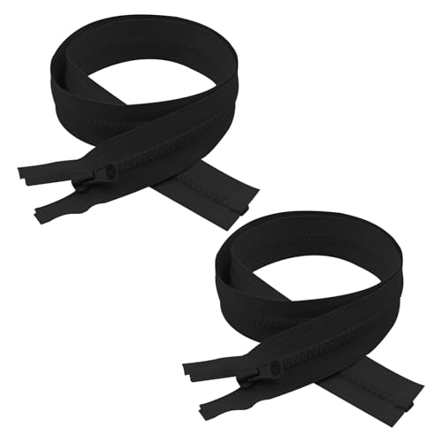 Lot de 2 Fermeture Éclair Séparable 70 cm Noir Maille 5 mm Plastique Résine Robuste pour Couture Veste Manteau Blouson Sac de Couchage Remplacement Zip...