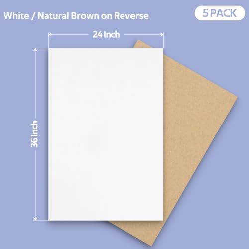Image of Golden State Art 5 Pack 24x36 Corrugated Cardboard Sheets | 3 /16 inch Thick White Large Flat Square Inserts for Shipping, Mailing, Packaging or Art Crafts, Photo Backing (One-side White)