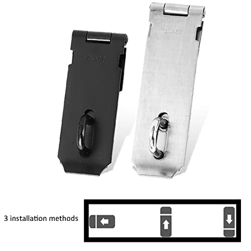 Image of 2 Pack Door Locks Hasp Latch,Stainless Steel Safety Clasp Hasp Lock Latch,Extra Thick Gate Lock Hasp with Screws Brushed Finish for Small Doors, Cabinets and More (Black, 3IN)