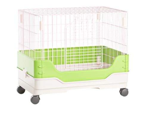 Apaeoflラビットケージ、尿しぶき防止引き出し式ラビットケージ、家庭用屋内専用大型ペットケージ、ペットケージ、猫、小型犬、うさぎ、猫ケージ、ケージ (緑と白)