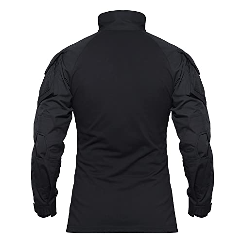 Taktische Airsoft Tarnanzug Herren Paintball Combat Shirt Hose Sets Langärmlige Militär Anzug Outdoor Camouflage Jagdbekleidung BDU Uniform (Schwarz, XL)