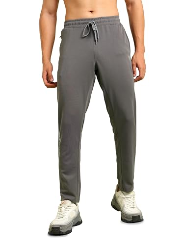Image of TECHNOSPORT Men Mid Rise Solid Regular Fit Track Pant with Technodry, Antimicrobail for Gym, Workout, Sports and Regular Use