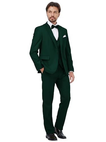 MAGE MALE Mens 3 Piece Suits Slim Fit Tuxedo Suit Set Soild Prom Wedding Suits One Button Blazer Vest Pants Set