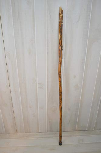 Hiking Stick - Hand Carved Wolf Or Coyote Walking Staff - Custom Height Up To 60" Tall Hardwood #TOP6
