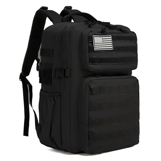 Sac à dos tactique militaire pour homme - Étanche - Sac d'assaut de 3 jours avec porte-bouteille d'eau (noir, 35 l)