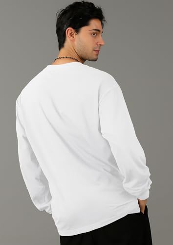 Image of Oversized Cotton Plain Full Sleeve Round Neck T Shirt for Men