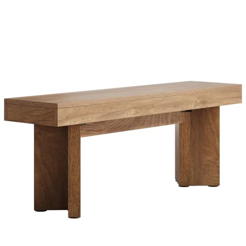 Image of Softa Entryway Bench, Kitchen Table Seating with Thickened Seat and Sturdy Triangular Base, Farmhouse Dining Bench for Dining Room, Hallway or Bedroom