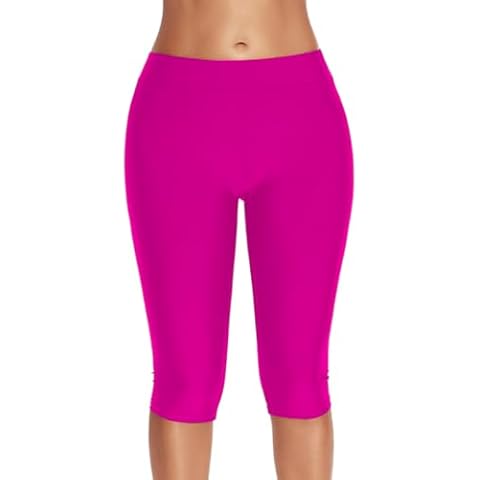 Labelar Swim Capri Pants for Women Long Swimming Shorts Tankini Bottoms Swimsuit Sport Rashguard Sun Protection Rose Cover
