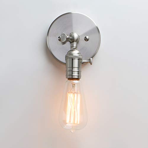 Permo Minimalist Single Socket 1- Light Wall Sconce Lighting with On/Off Switch (Brushed) - Thumbnail 3