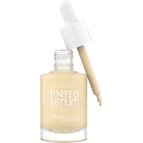 Catrice Nude Drop Tinted Serum Foundation, Nr. 002N, Nude, langanhaltend, mattierend, natürlich, für sensible Haut, vegan, ölfrei, ohne Parfüm, ohne Alkohol, 1er Pack (30ml)