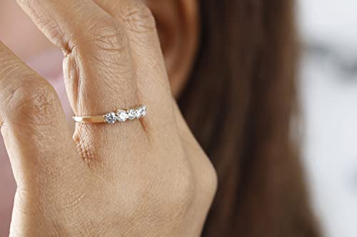 Buy Jewels Solid 10k Gold Wedding Band Moissanite Half Eternity Anniversary Ring For Women (G-H Color) (Yellow Gold, 7)4