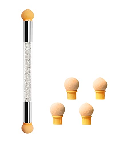Cepillo de esponja para uñas, cepillo de esponja para uñas con 4 cabezales de repuesto para diseño de uñas degradadas, herramientas de reproducción de uñas de gel Cover