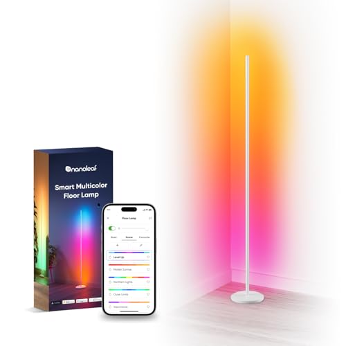 Lampada da Terra LED RGB Bianco, Piantana da Salotto Compatibile con Alexa e Matter, Sincronizzazione Musicale, 16 Milioni di Colori, 200+ Modalità Scena, per Soggiorno e Camera da Letto - Illuminazione