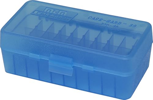 MTM 50 Round Flip-Top Ammo Box 41/44 Cal (Clear Blue)