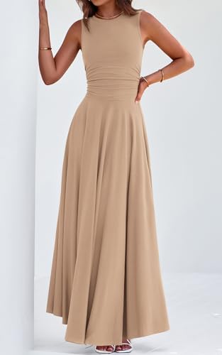 Image of PRETTYGARDEN Womens Summer Dresses 2026 Casual Sleeveless Crewneck Aline Maxi Dress Stretch Tank Flowy Long Dresses