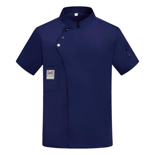 Men's Chef Coat Short Sleeve Button Shirts Chef Work Jacket Slim Fit Breathable Tops Lightweight Summer Top