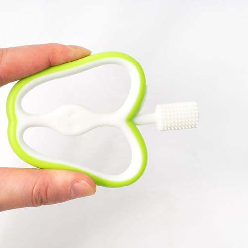 Image of Apple Shape Soft Silicone Teether for Baby Gums, Teething Toys for Babies, BPA Free, Pain-Relief, Non-Toxic, 100% Food Grade, Soothing & Smooth Edges Easy to Grasp Chewable - Green (Pack of 1)