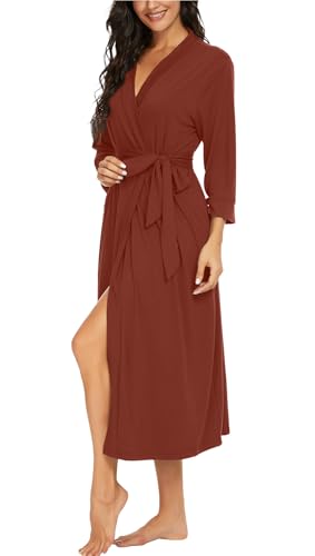Image of VINTATRE Women Robes Long Knit Bathrobe Lightweight Soft Bath Robe with Pockets